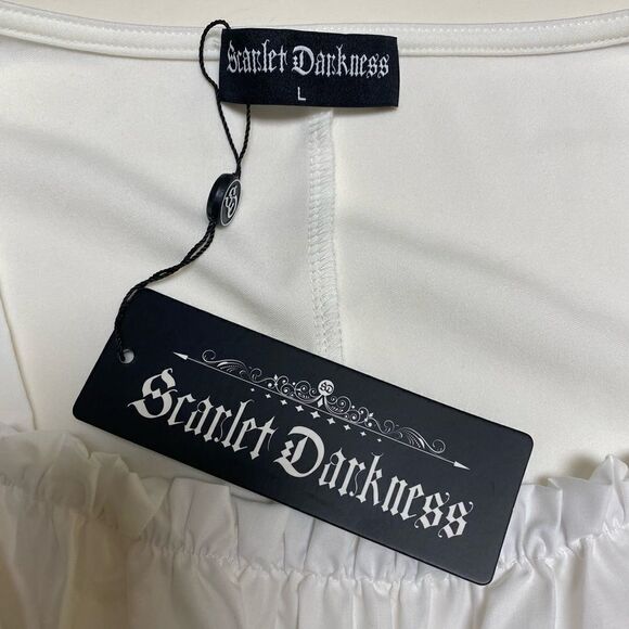 Scarlet Darkness Women’s White Ruffle Long Sleeve Renaissance Lolita Blouse Sz L - Picture 6 of 9